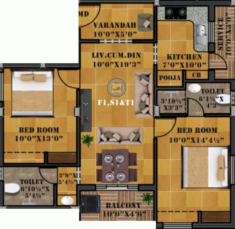 2 BHK Flat in BN Sivabootham in Vanagaram, Chennai - Image 907329