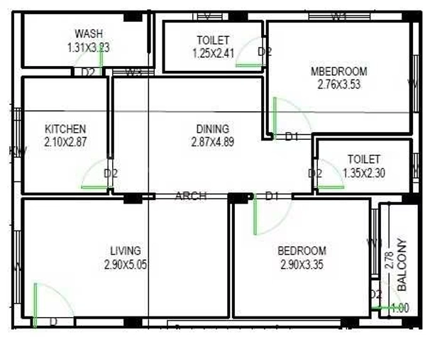 2 BHK Flat in SVS Royal Coral in Hafeezpet, Hyderabad - Image 907452
