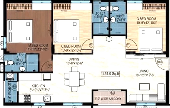 3 BHK Flat in Suvela Sai Shradha in Kondapur, Hyderabad - Image 907449
