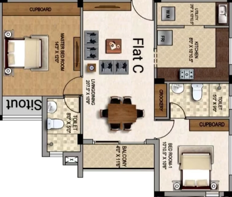 2 BHK Flat in Galada Prakriti in Kazhipattur, Chennai - Image 907345