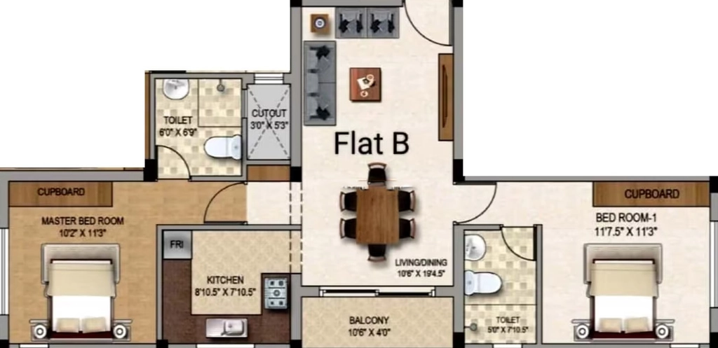 2 BHK Flat in Galada Prakriti in Kazhipattur, Chennai - Image 907344