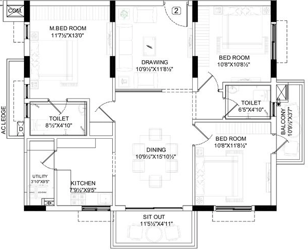 3 BHK Flat in MPM SS Pinnacle in Ameerpet, Hyderabad - Image 907411
