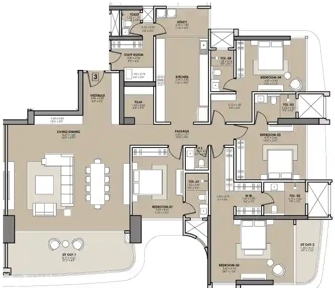 4 BHK Flat in Viceroy Visava in Andheri West, Mumbai - Image 908433