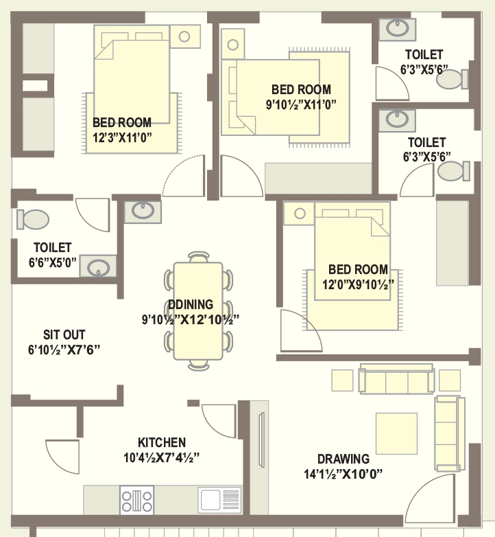 3 BHK Flat in Alekhya Crossandra in Madhapur, Hyderabad - Image 907466