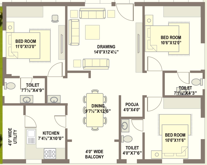 3 BHK Flat in Alekhya Crossandra in Madhapur, Hyderabad - Image 907467