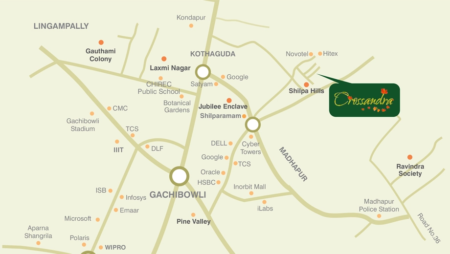 Location of Alekhya Crossandra in Madhapur, Hyderabad - Image 378662