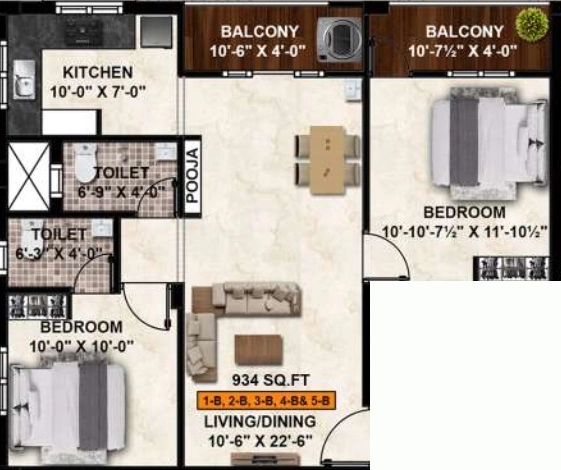 2 BHK Flat in Sarojini CK Enclave in Sithalapakkam, Chennai - Image 907365