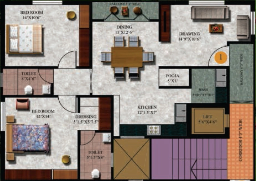 2 BHK Flat in Atharva Springs in Madhapur, Hyderabad - Image 907471