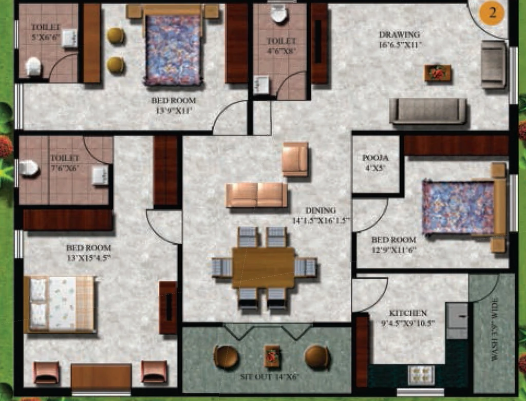 3 BHK Flat in Atharva Springs in Madhapur, Hyderabad - Image 907472