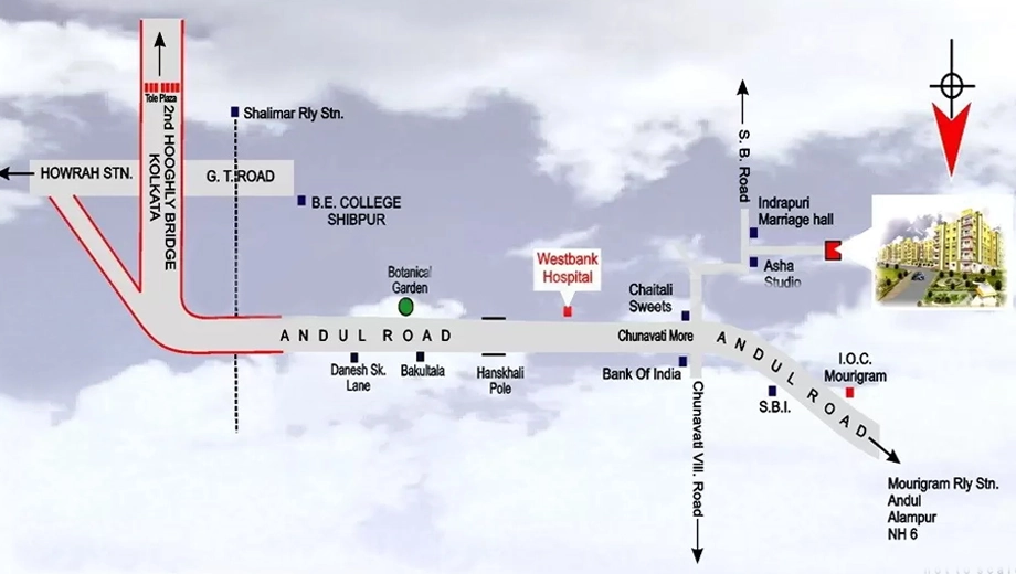 Location of Salasar Anandomoyee Apartment in Howrah, Kolkata - Image 378585