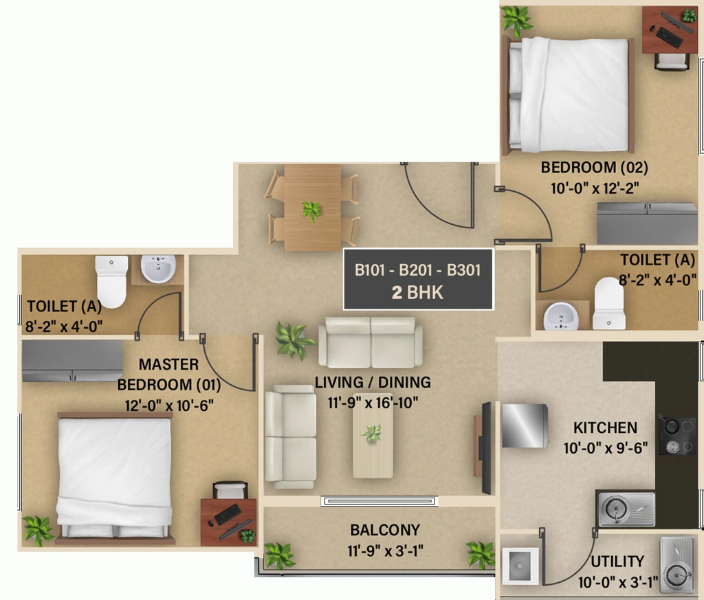 2 BHK Flat in Blucon Sunrise in Valasaravakkam, Chennai - Image 907391