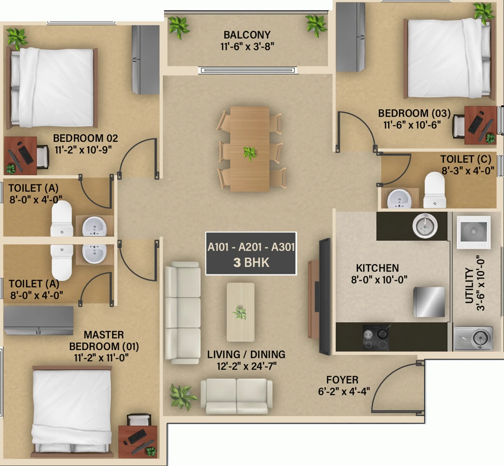 3 BHK Flat in Blucon Sunrise in Valasaravakkam, Chennai - Image 907394