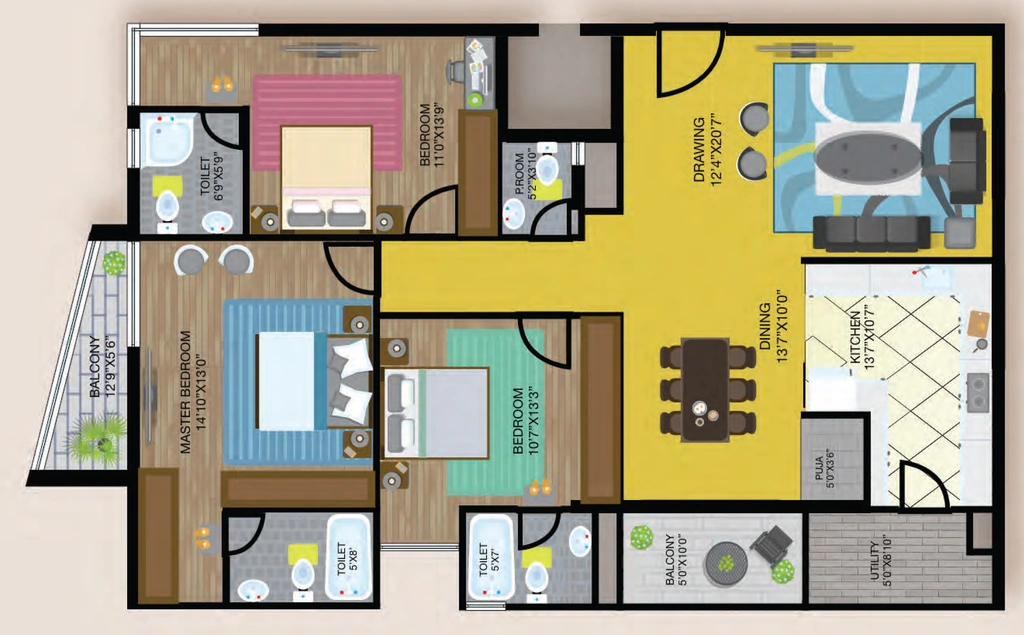 3 BHK Flat in Celebrity Prime Oak in Madhapur, Hyderabad - Image 907475