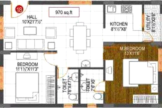 2 BHK Flat in Gowra Tulips in Madhapur, Hyderabad - Image 907477