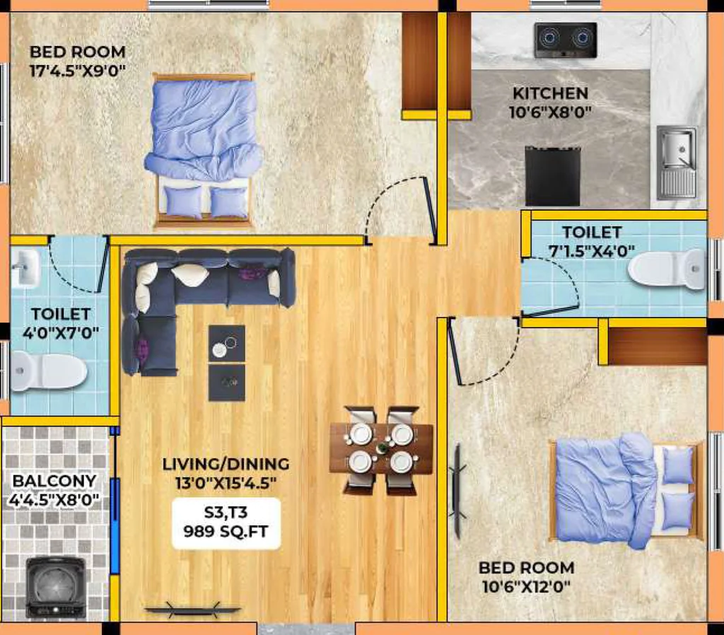 2 BHK Flat in Bharathi BC Navaratna in Pozhichalur, Chennai - Image 907413