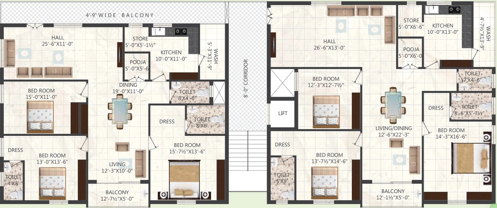 Floor Plan of JRTS Dream Homes in Madhapur, Hyderabad - Image 378697