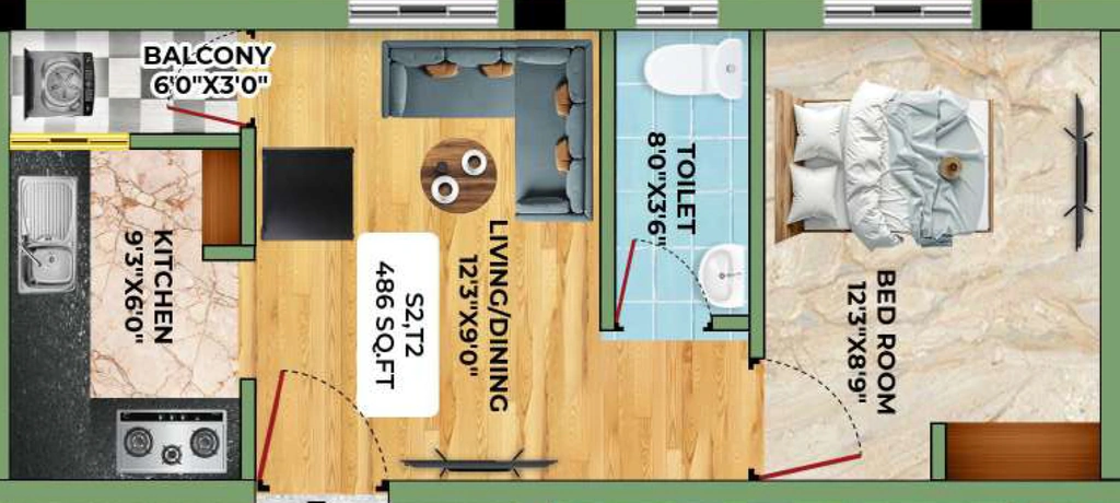 1 BHK Flat in Bharathi BC Bluebell in Anakaputhur, Chennai - Image 907420