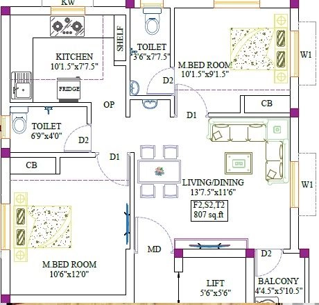 2 BHK Flat in Bharathi BC Nova in Kundrathur, Chennai - Image 907430