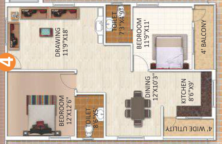 2 BHK Flat in Pooja Forest Light in Madhapur, Hyderabad - Image 907492