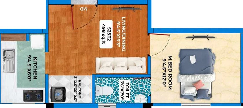 1 BHK Flat in Bharathi BC Shrika in Kundrathur, Chennai - Image 907438