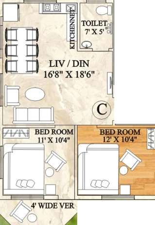 2 BHK Flat in Unique Shailo in Teghoria, Kolkata - Image 907518