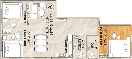 3 BHK Flat in Unique Shailo in Teghoria, Kolkata - Image 907520