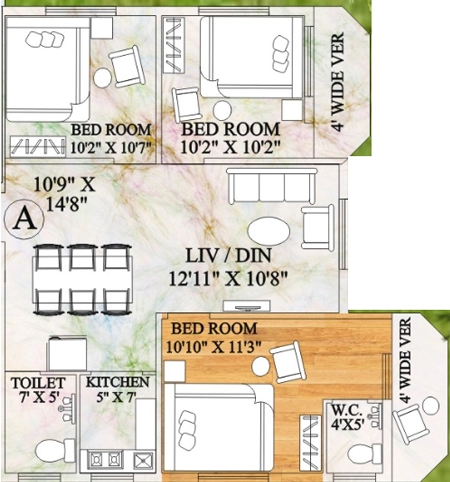 3 BHK Flat in Unique Shailo in Teghoria, Kolkata - Image 907521