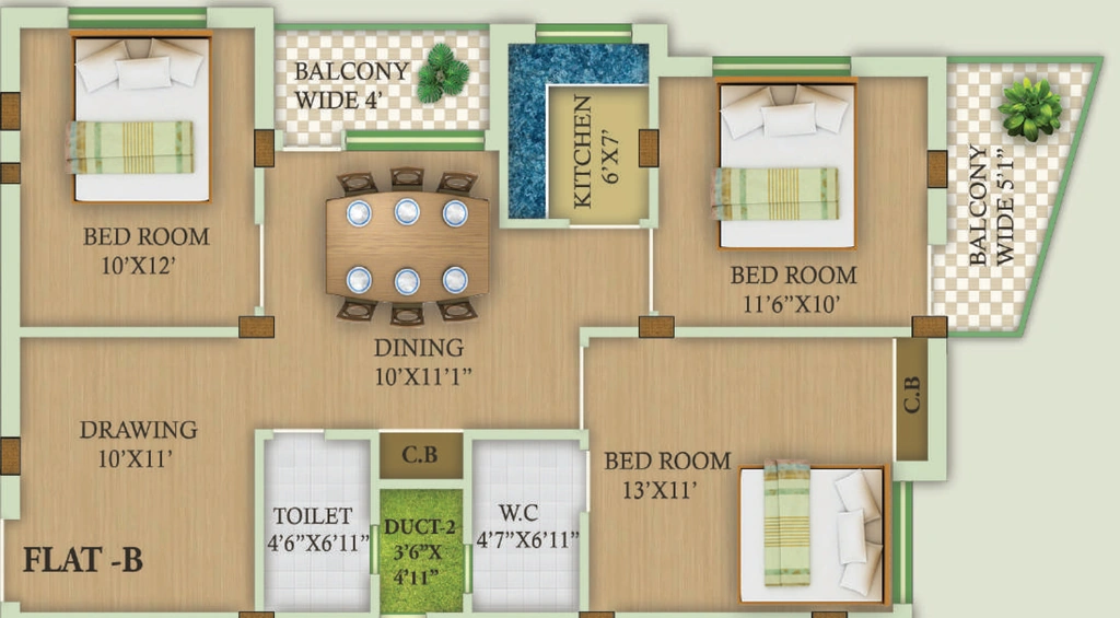 3 BHK Flat in Mangalmurti Residency in Durgapur Expressway, Kolkata - Image 908009