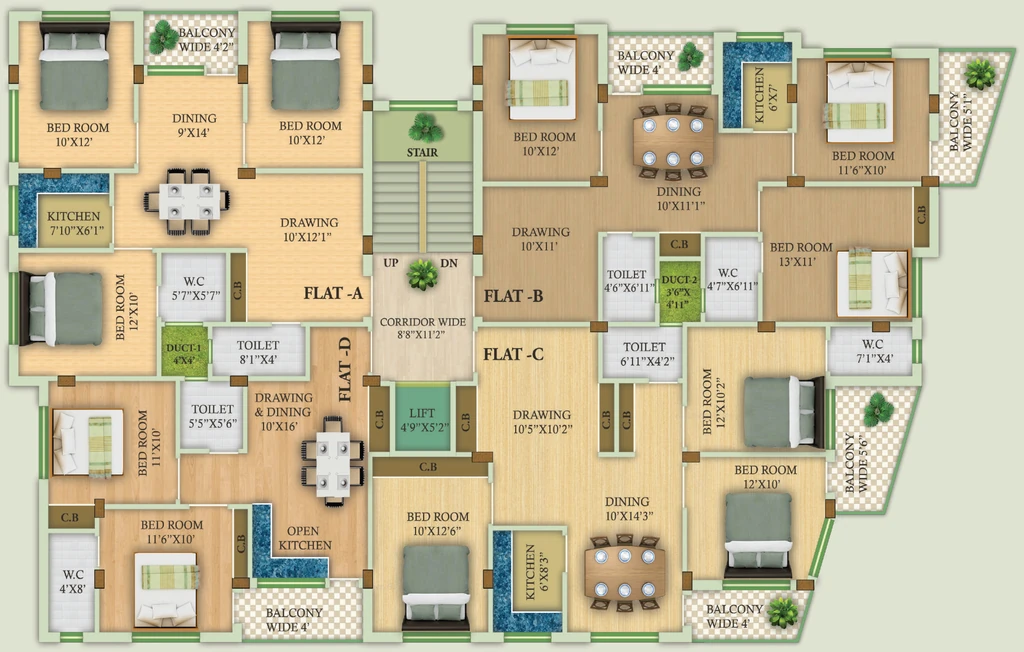 Floor Plan of Mangalmurti Residency in Durgapur Expressway, Kolkata - Image 379901