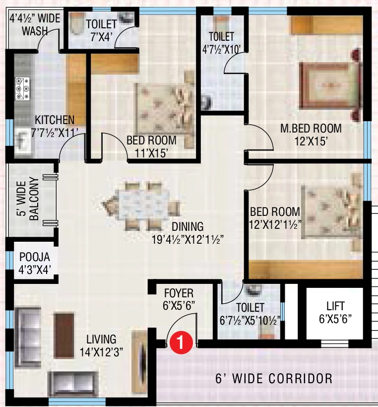 3 BHK Flat in Sai Rasik Residency in Hitech City, Hyderabad - Image 907616