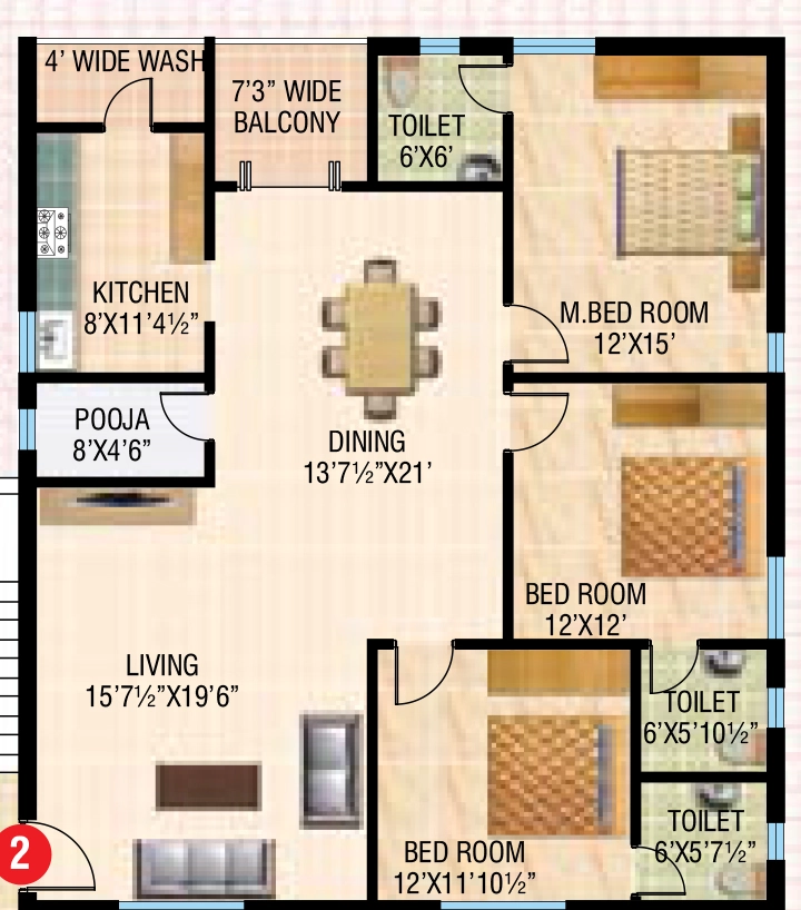 3 BHK Flat in Sai Rasik Residency in Hitech City, Hyderabad - Image 907617