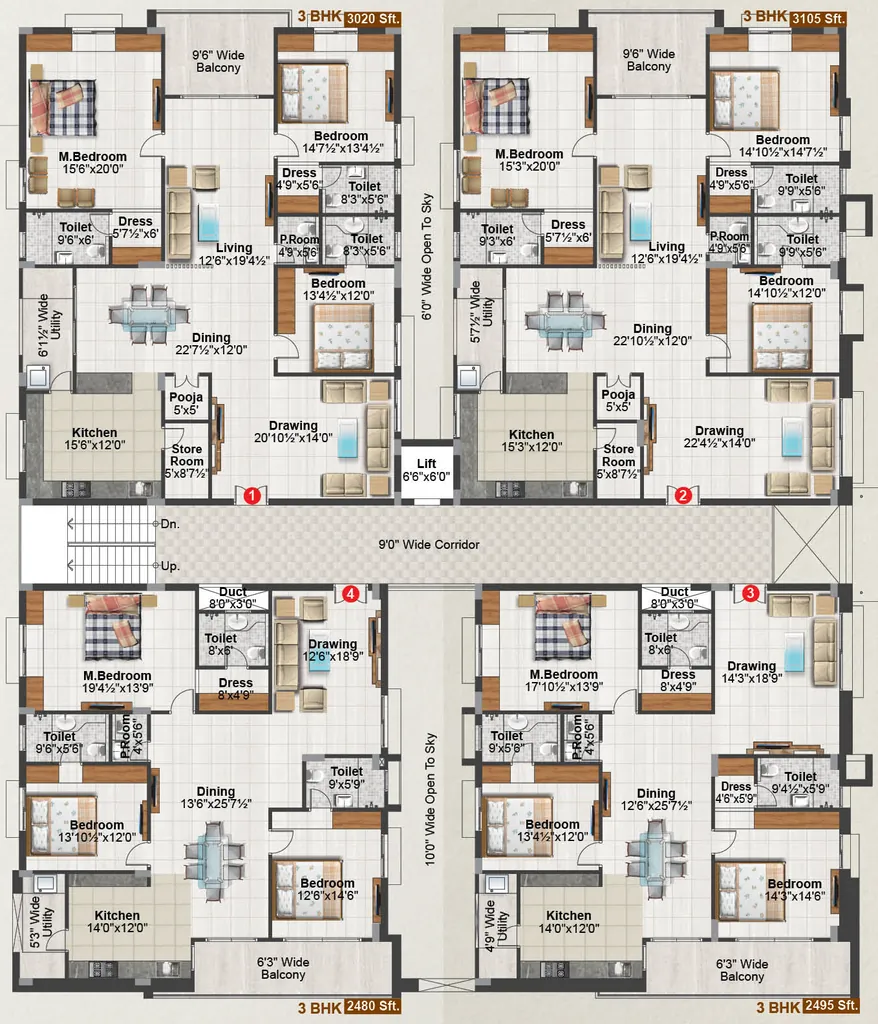 Floor Plan of Sravanthi Bluebells in Madhapur, Hyderabad - Image 379061