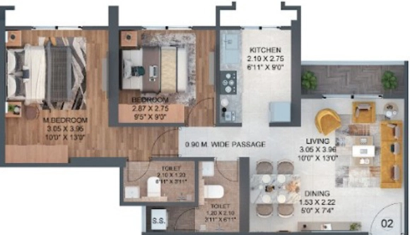 2 BHK Flat in Puraniks Rahayu in Ghodbunder Road, Thane - Image 908700