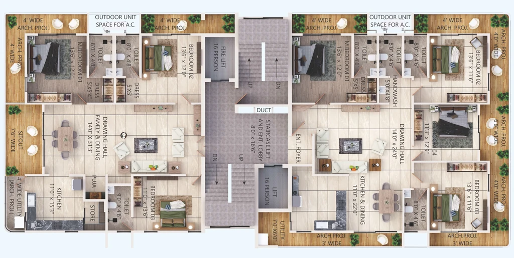 Floor Plan of Yash Anjaneya Bliss in Bajaj Nagar, Nagpur - Image 378812