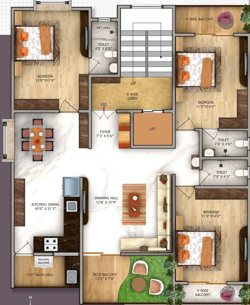 3 BHK Flat in Rai Hari Radhe in Laxmi Nagar, Nagpur - Image 907525