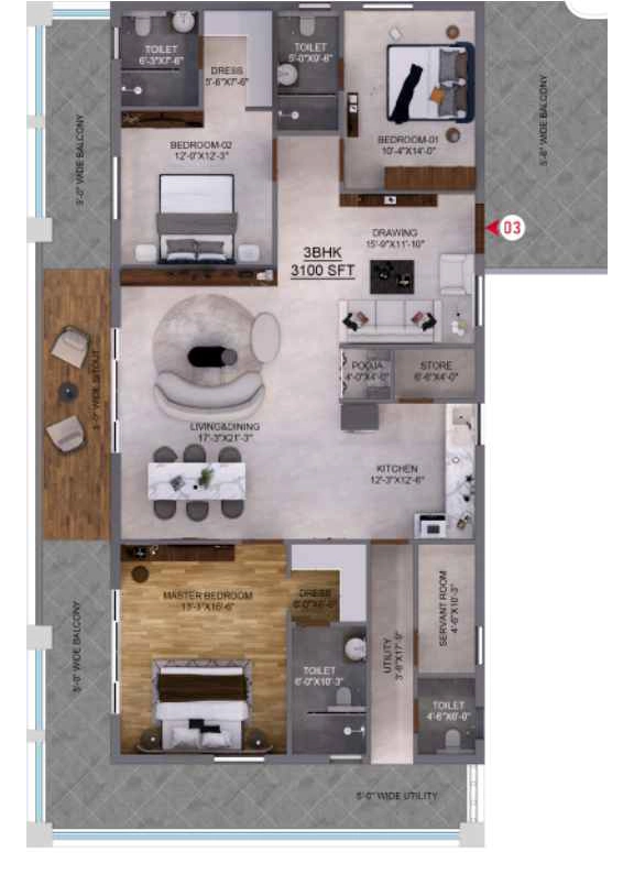 3 BHK Flat in Ace Del Lago in Gachibowli, Hyderabad - Image 907632