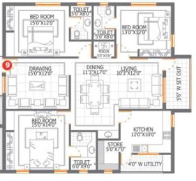 3 BHK Flat in Aditya DSR Lake Side in Gachibowli, Hyderabad - Image 907636