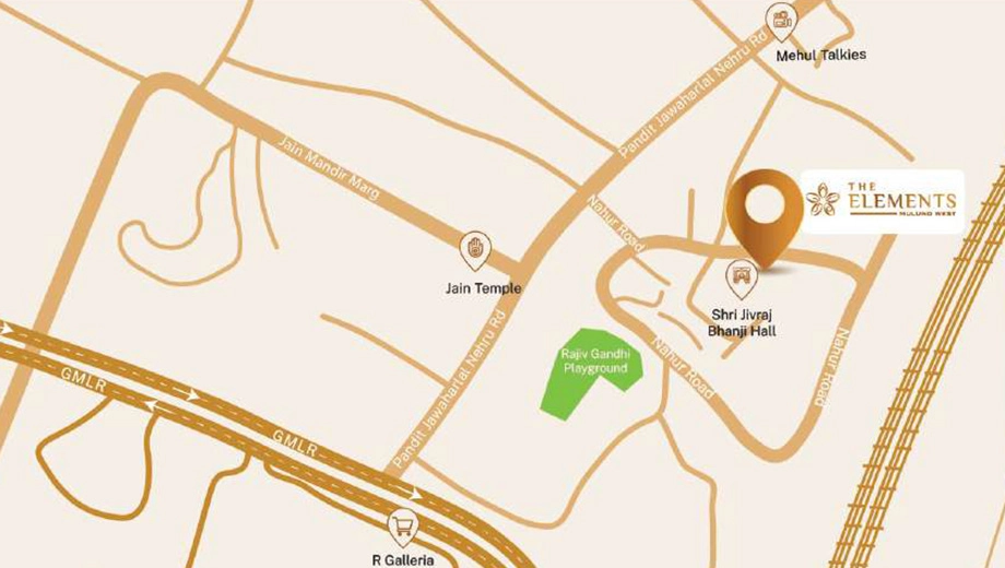 Location of Neevia The Elements in Mulund West, Mumbai - Image 380788