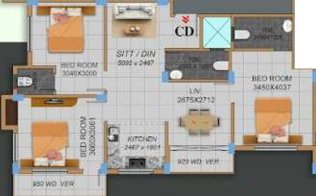 3 BHK Flat in Sukhoneer Sarmita Tower in Howrah, Kolkata - Image 908017