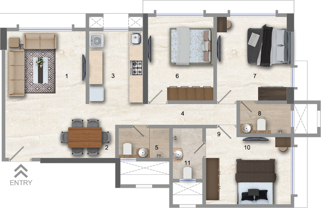 3 BHK Flat in Horizon Atulya in Mulund West, Mumbai - Image 908133