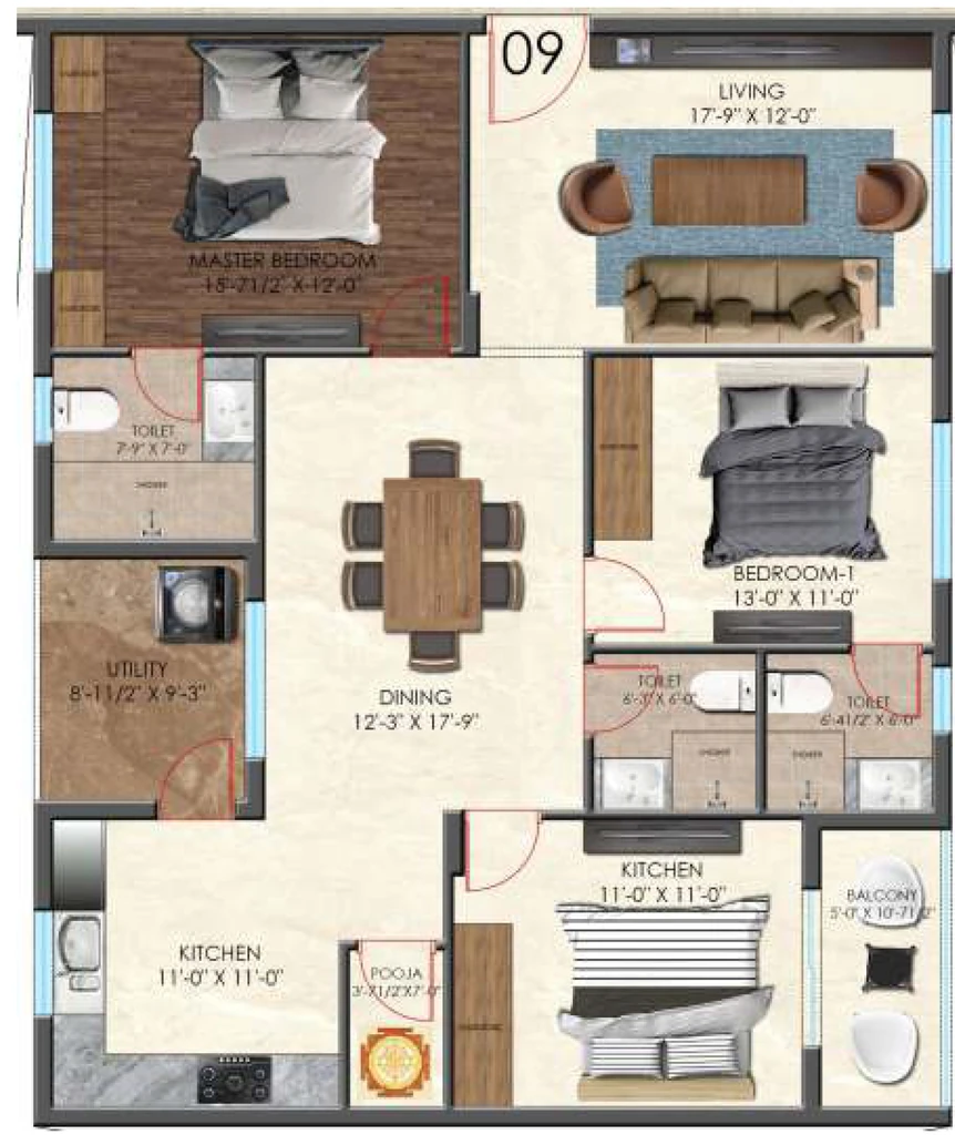 3 BHK Flat in Allied Imperial Avenue in Sanath Nagar, Hyderabad - Image 907640