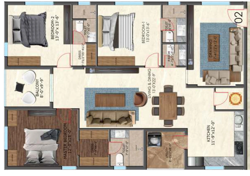 3 BHK Flat in Allied Imperial Avenue in Sanath Nagar, Hyderabad - Image 907641