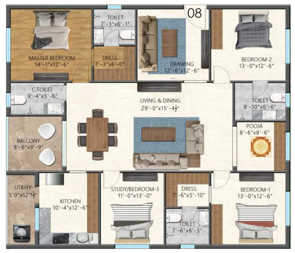 4 BHK Flat in Allied Imperial Avenue in Sanath Nagar, Hyderabad - Image 907642