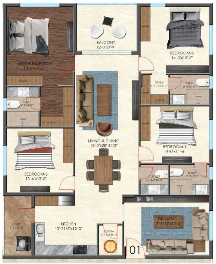 4 BHK Flat in Allied Imperial Avenue in Sanath Nagar, Hyderabad - Image 907643