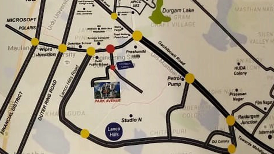 Location of Axis Park Avenue in Gachibowli, Hyderabad - Image 379115