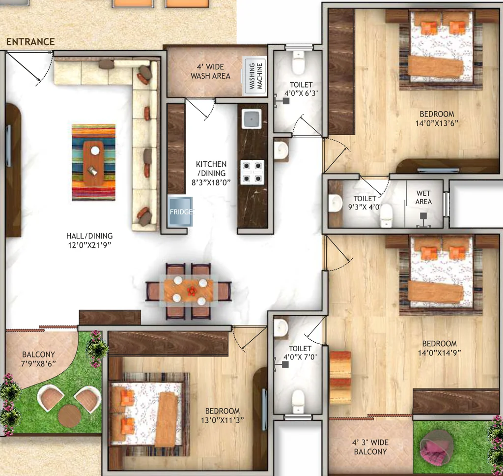 3 BHK Flat in Rai Rajgad Height in Khamla, Nagpur - Image 907532