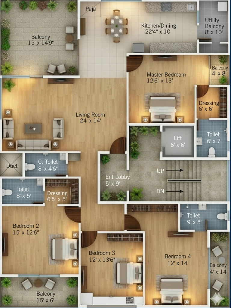 4 BHK Flat in RL Shrimant Enclave in Ramdas Peth, Nagpur - Image 907533
