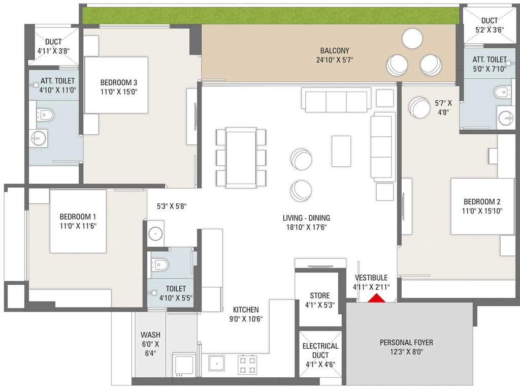3 BHK Flat in Mahadev Samved The Stately in Ambod, Ahmedabad - Image 907672
