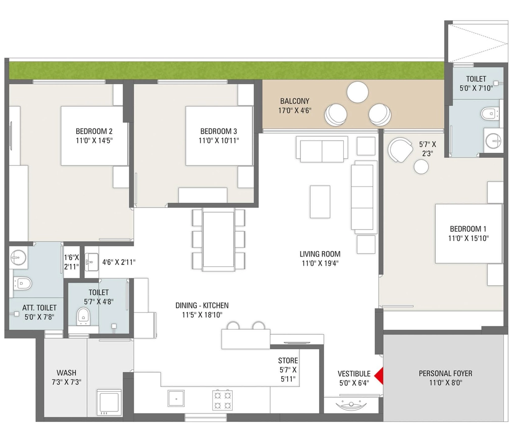 3 BHK Flat in Mahadev Samved The Stately in Ambod, Ahmedabad - Image 907673