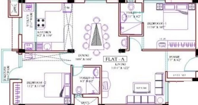 2 BHK Flat in Ramaniyam Gauravv in Sholinganallur, Chennai - Image 907534